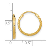 Thumbnail for 14k Diamond-cut Square Tube Endless Hoop Earrings