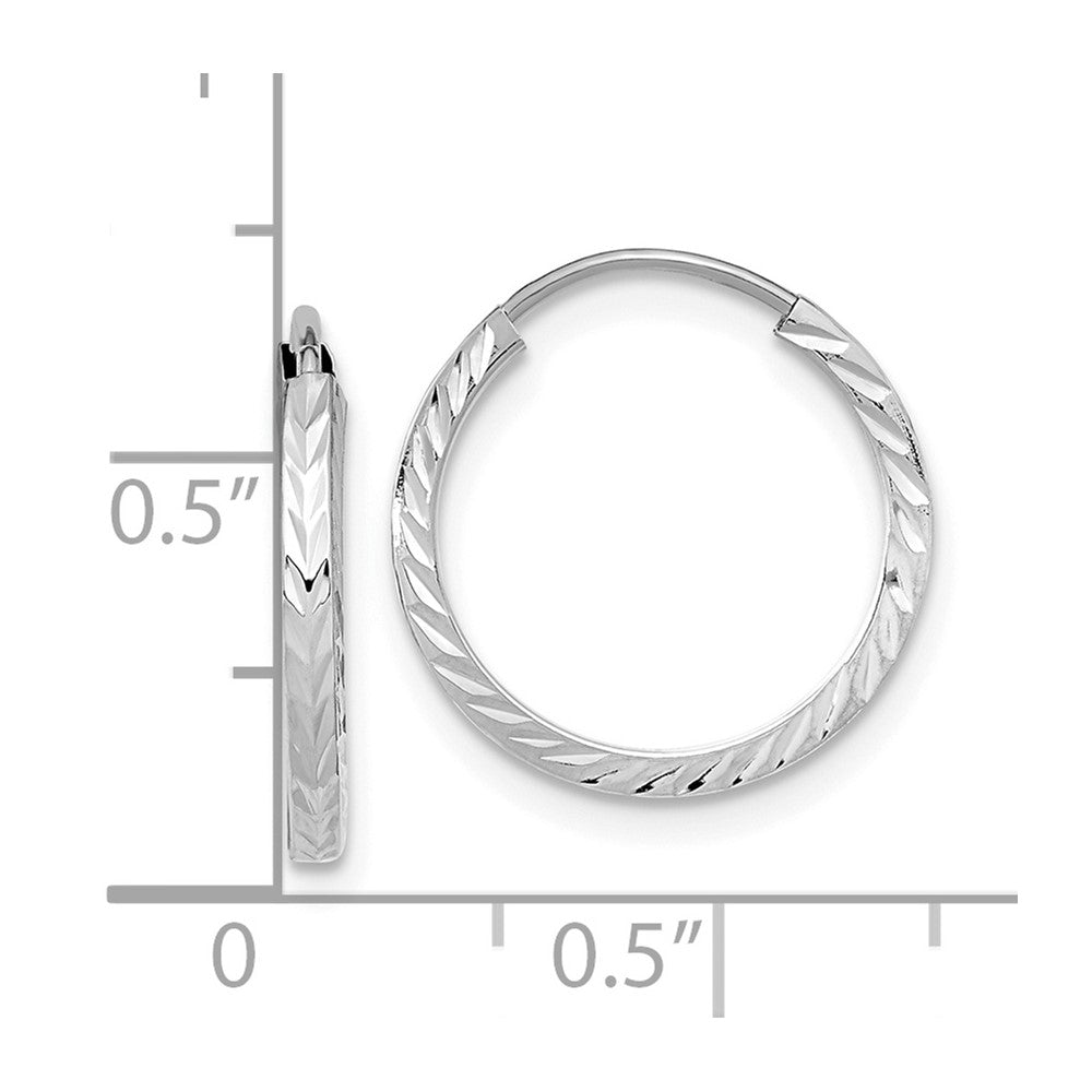 14k Diamond-cut Square Tube Endless Hoop Earrings