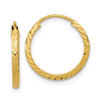 Thumbnail for 14k Diamond-cut Square Tube Endless Hoop Earrings