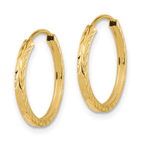 Thumbnail for 14k Diamond-cut Square Tube Endless Hoop Earrings