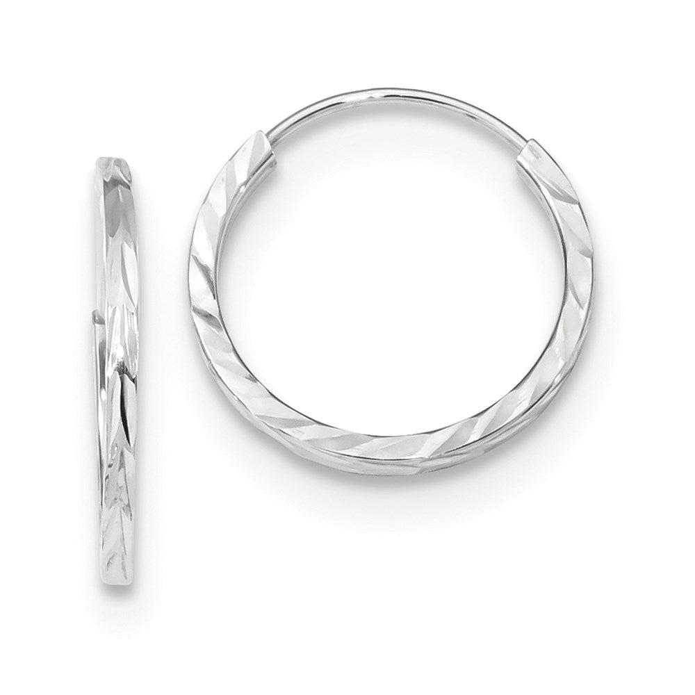 14k Diamond-cut Square Tube Endless Hoop Earrings