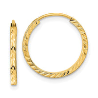 Thumbnail for 14k Diamond-cut Square Tube Endless Hoop Earrings