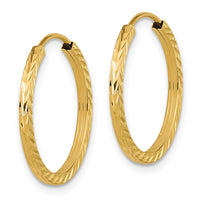 Thumbnail for 14k Diamond-cut Square Tube Endless Hoop Earrings