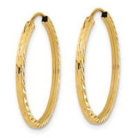 Thumbnail for 14k Diamond-cut Square Tube Endless Hoop Earrings