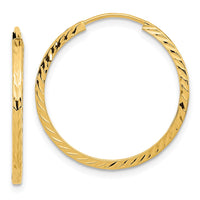 Thumbnail for 14k Diamond-cut Square Tube Endless Hoop Earrings
