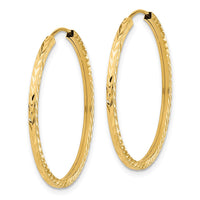 Thumbnail for 14k Diamond-cut Square Tube Endless Hoop Earrings