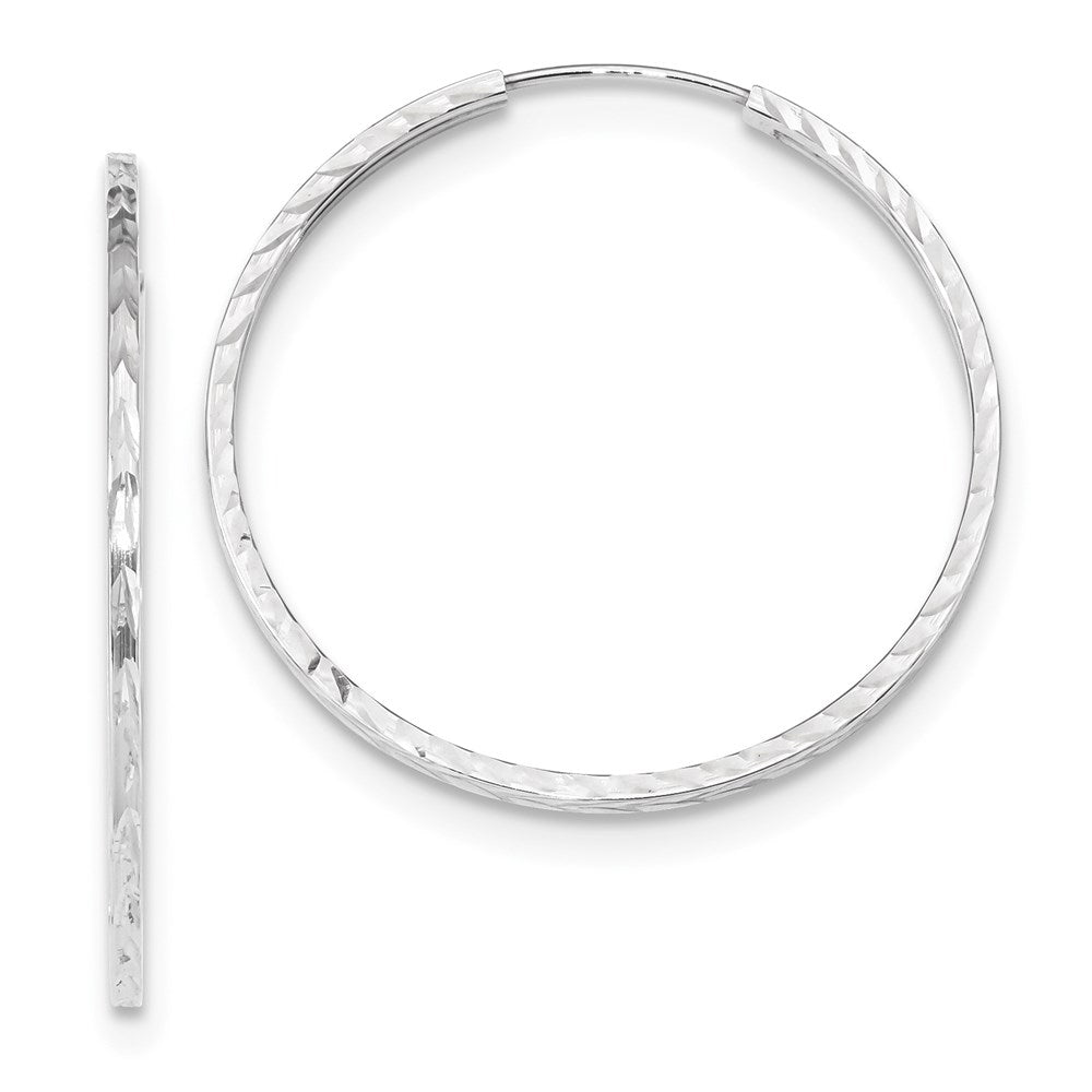 14k Diamond-cut Square Tube Endless Hoop Earrings