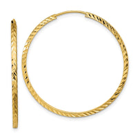 Thumbnail for 14k Diamond-cut Square Tube Endless Hoop Earrings