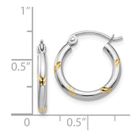 Thumbnail for 14k White Gold and Yellow Rhodium Hoop Earrings