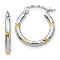 Thumbnail for 14k White Gold and Yellow Rhodium Hoop Earrings