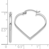 Thumbnail for 14k White Gold 2mm Heart Hoop Earrings