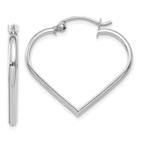 Thumbnail for 14k White Gold 2mm Heart Hoop Earrings