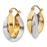 Thumbnail for 14k Two-tone Polished Knife-edge Double Hoop Earrings