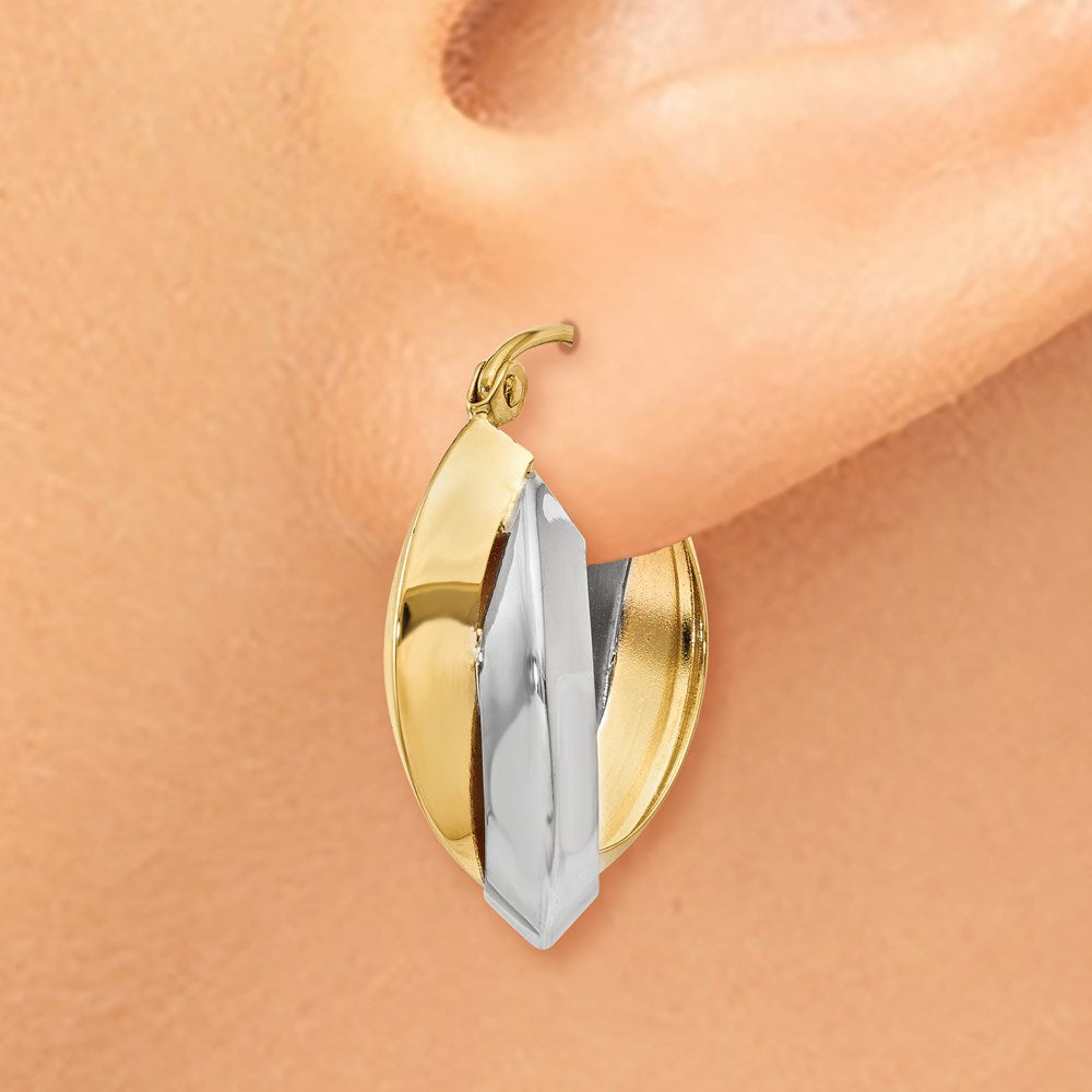14k Two-tone Polished Knife-edge Double Hoop Earrings