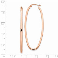 Thumbnail for 14k Rose 2mm Square Tube Oval Hoop Earrings
