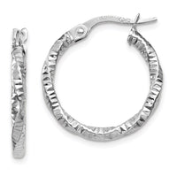 Thumbnail for 14K White Gold Polished and Textured Hoop Earrings