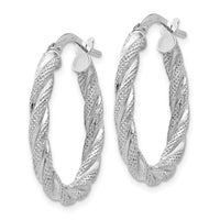 Thumbnail for 14K White Gold Twisted Textured Oval Hoop Earrings