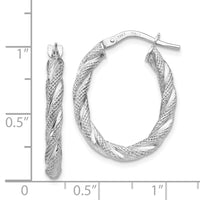 Thumbnail for 14K White Gold Twisted Textured Oval Hoop Earrings