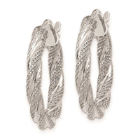Thumbnail for 14K White Gold Twisted Textured Hoop Earrings