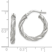 Thumbnail for 14K White Gold Twisted Textured Hoop Earrings