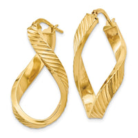 Thumbnail for 14K Twisted Textured Oval Hoop Earrings