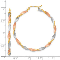 Thumbnail for 14k White & Rose Rhodium Satin Twisted Hoop Earrings