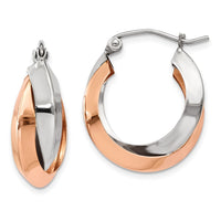 Thumbnail for 14k Rose and White Gold Polished Oval Hoop Earrings