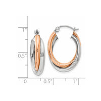 Thumbnail for 14k Rose and White Gold Polished Oval Tube Hoop Earrings