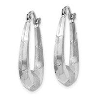 Thumbnail for 14k White Gold Polished, Satin and Diamond-cut Hoop Earrings