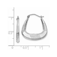 Thumbnail for 14k White Gold Polished, Satin and Diamond-cut Hoop Earrings