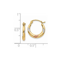 Thumbnail for 14k & White & Rose Rhodium Polished & Textured Hoop Earrings
