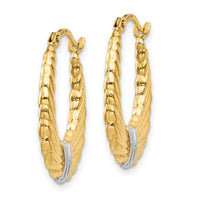 Thumbnail for 14k & Rhodium Polished and Textured Hoop Earrings