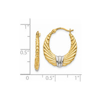 Thumbnail for 14k & Rhodium Polished and Textured Hoop Earrings