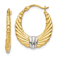 Thumbnail for 14k & Rhodium Polished and Textured Hoop Earrings