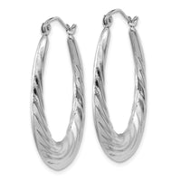 Thumbnail for 14k White Gold Polished and Textured Oval Hoop Earrings
