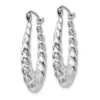 Thumbnail for 14k White Gold Polished and Textured Oval Hoop Earrings