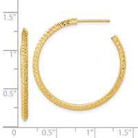 Thumbnail for 14k 3x25mm Polished Diamond-cut Round Hoop Post Earrings