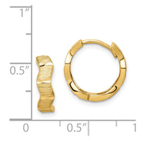 Thumbnail for 14K D/C and Textured Wave Hoop Earrings