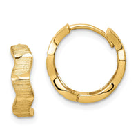 Thumbnail for 14K D/C and Textured Wave Hoop Earrings