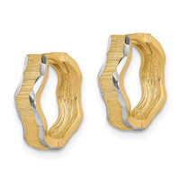 Thumbnail for 14K with White Rhodium D/C Texture Wave Hoop Earrings