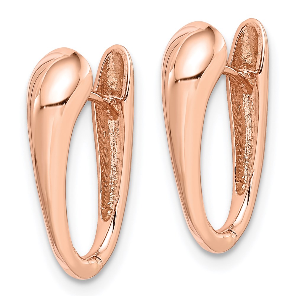 14K Rose Gold Polished Hinged Hoop Earrings