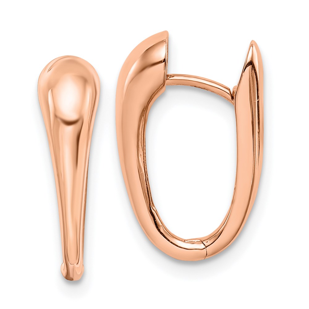 14K Rose Gold Polished Hinged Hoop Earrings