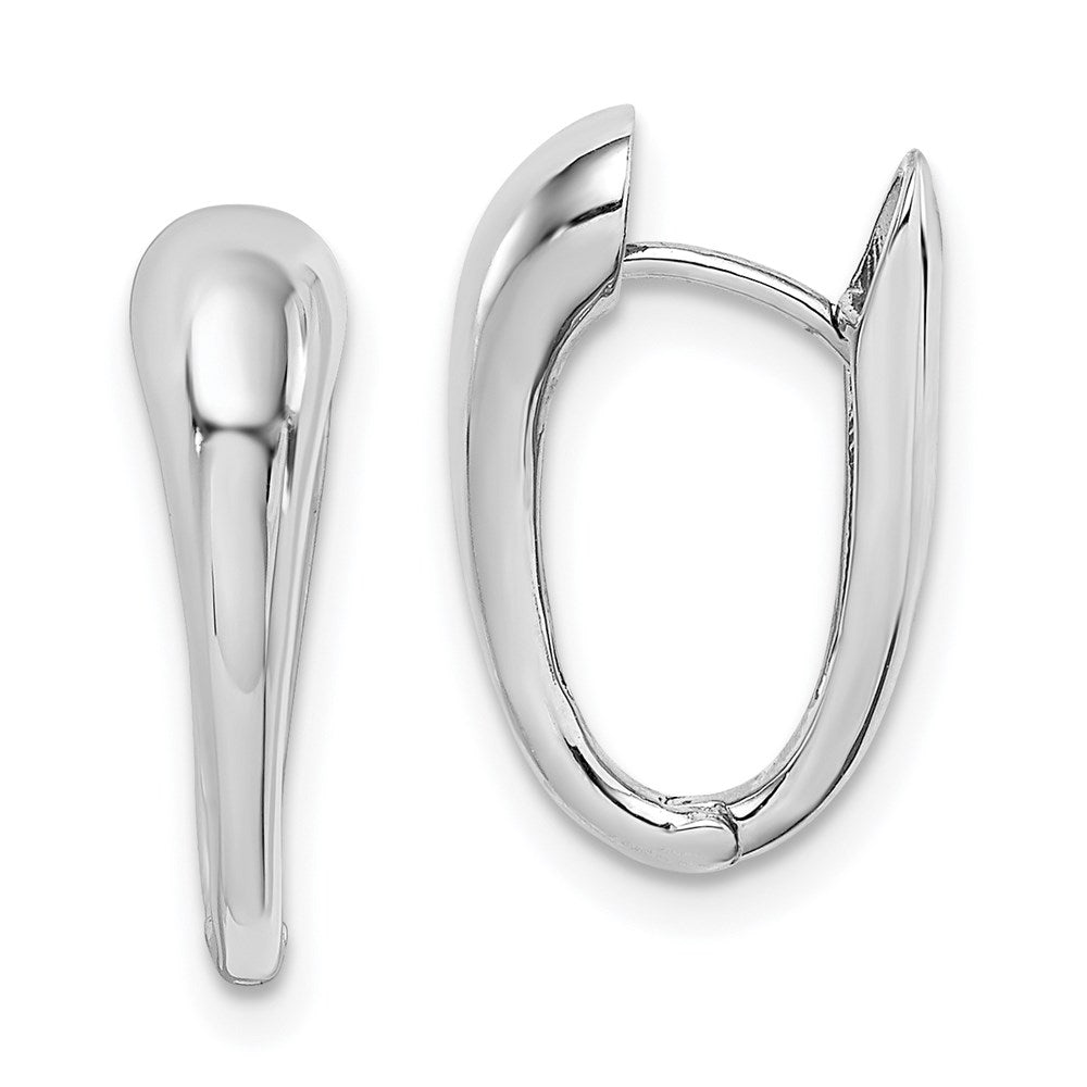 14K White Gold Polished Hinged Hoop Earrings