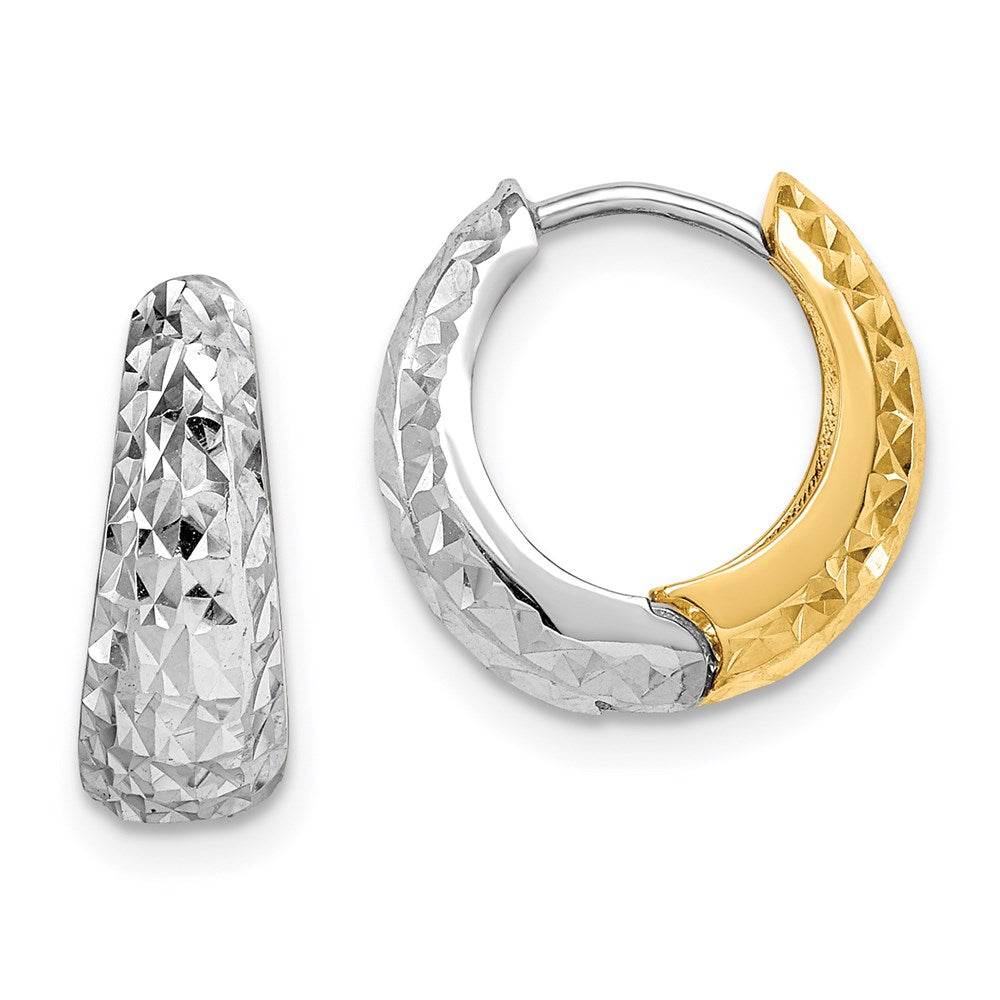 14K Two-tone Textured Hoop Earrings
