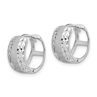Thumbnail for 14K White Gold D/C Textured Hoop Earrings