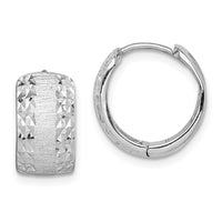 Thumbnail for 14K White Gold D/C Textured Hoop Earrings