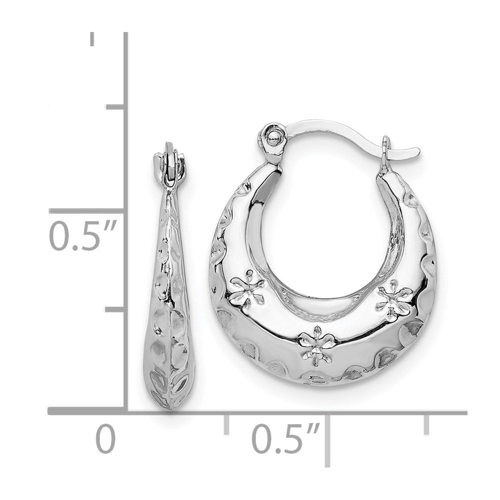 14k Textured Stamped Hoop Earrings