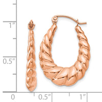 Thumbnail for 14k Rose Gold Polished Twisted Hollow Hoop Earrings