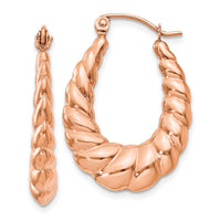 Thumbnail for 14k Rose Gold Polished Twisted Hollow Hoop Earrings