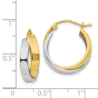 Thumbnail for 14k Two-tone Polished Double Hoop Earrings